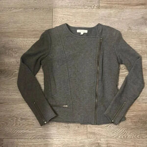 Athleta Gray Zip Up Jacket m, Moto Look, Size Small